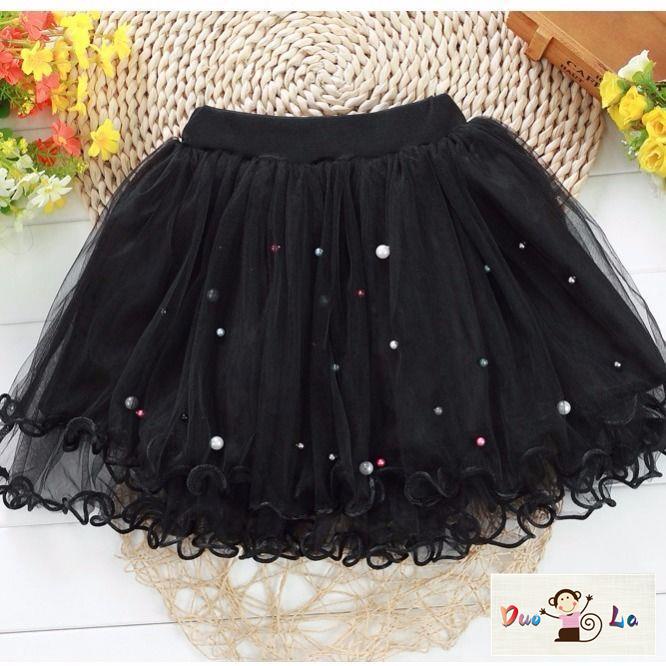 Chân Váy Xòe Nhiều Màu Đính Ngọc Trai Xinh Xắn Cho Bé Gái