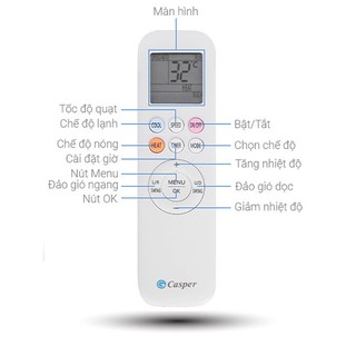  Điều khiển điều hòa Casper có 3 nút xanh cam tím dành cho 1 hay 2 chiều tặng kèm pin cho mùa hè mát lạnh 