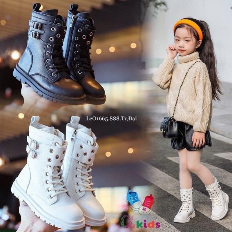 Giày Bốt Da Cổ Cao Vừa Phong Cách Hàn Quốc Thời Trang Cho Nữ