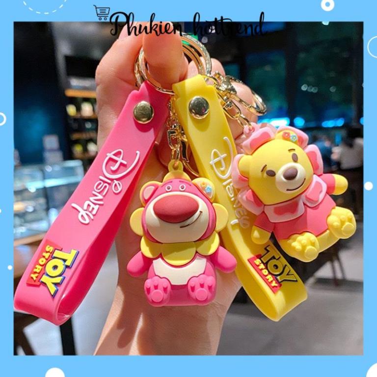 Móc Khóa Móc Treo Họa Tiết Gấu Dâu Hồng Hoa Siêu Hot phanngoc03