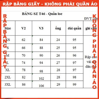 Rập giấy A0 mã T46 - Rập quần loe (BẢN VẼ)