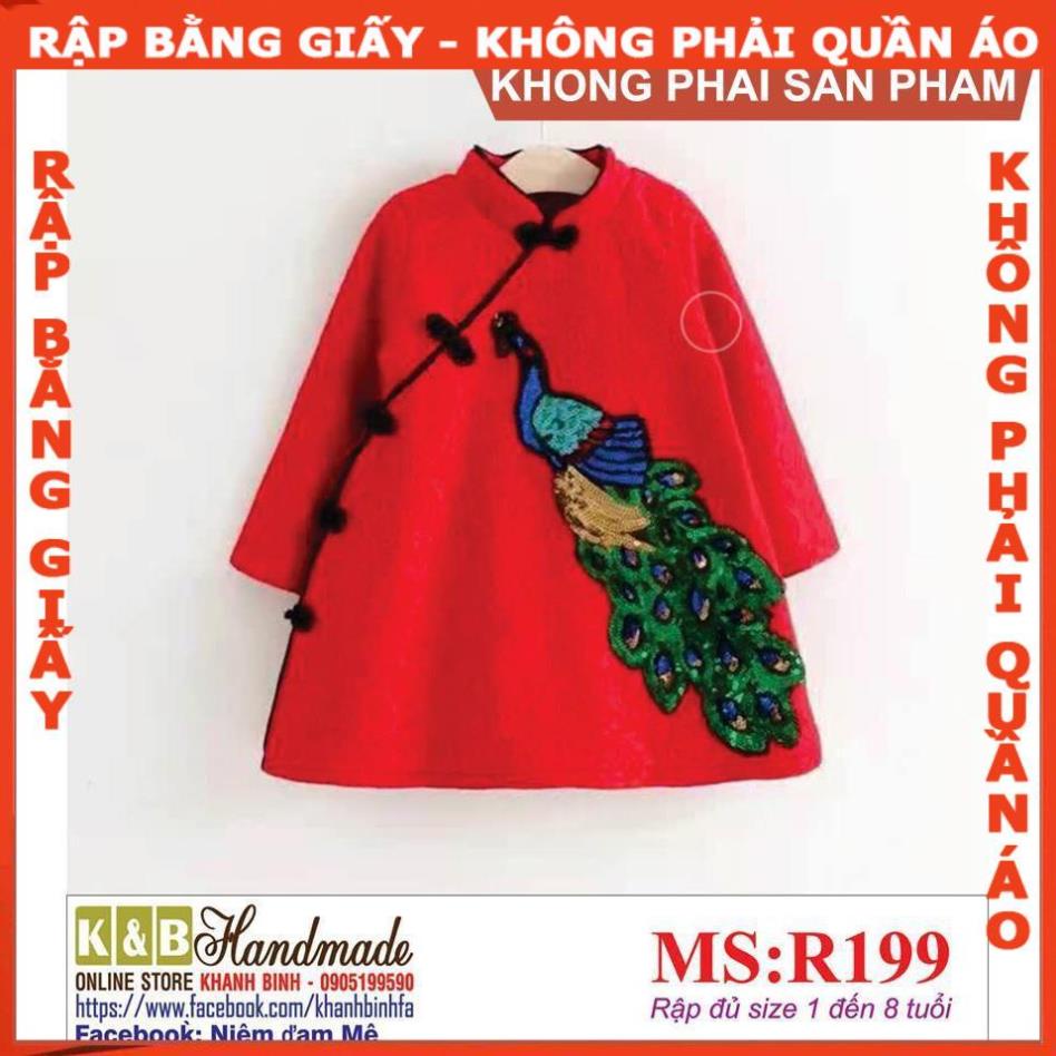 Rập sườn xám tay dài cho bé - Rập giấy A0 mã R199 (Bản vẽ) (BẢN VẼ)
