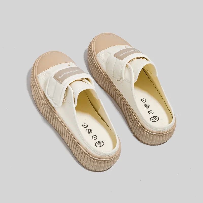 Giày thể thao đế 3-4cm giẫm gót, giày nữ quai dán phong cách thể thao năng động