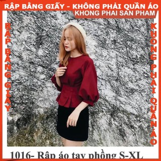 Rập giấy mã 1016 - Rập áo tay phồng xếp ly eo