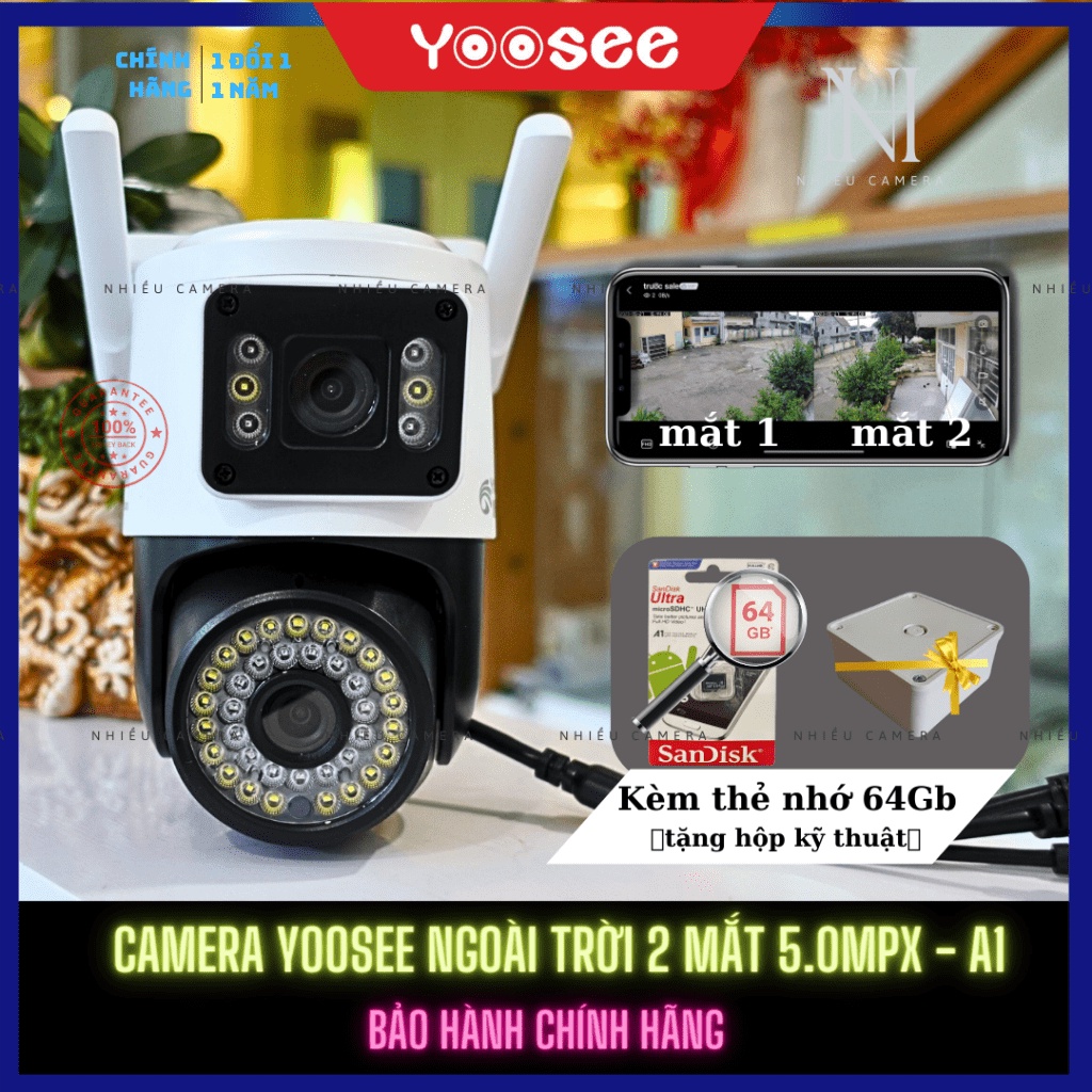 Sale rẻ nhất Camera YOOSEE ngoài trời xoay 2 mắt kèm thẻ nhớ 64GB - cháy hàng