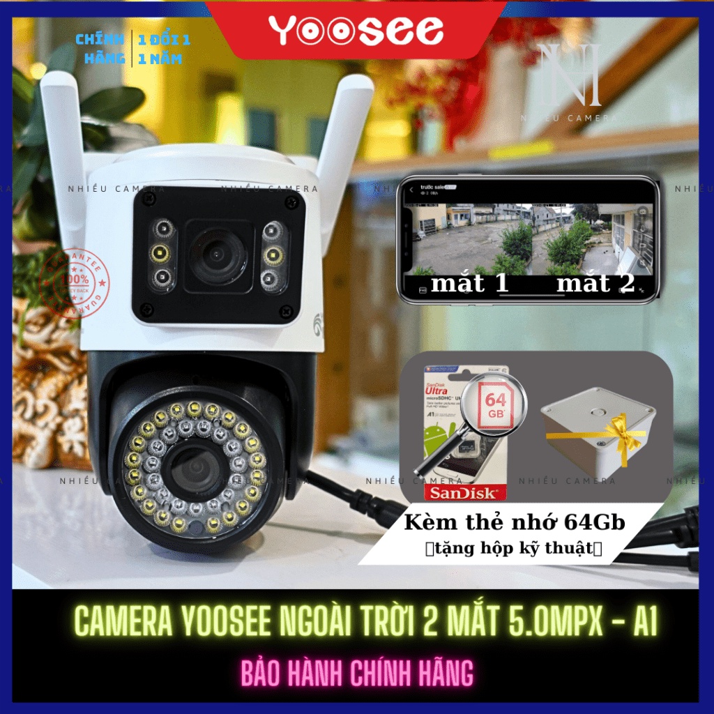 Sale rẻ nhất Camera YOOSEE ngoài trời xoay 2 mắt kèm thẻ nhớ 64GB - cháy hàng