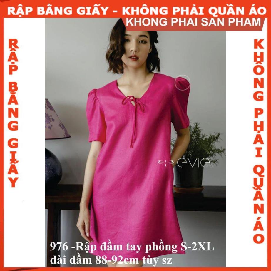 Rập giấy đầm suông tay phồng mã 976 (Bản vẽ) (BẢN VẼ)