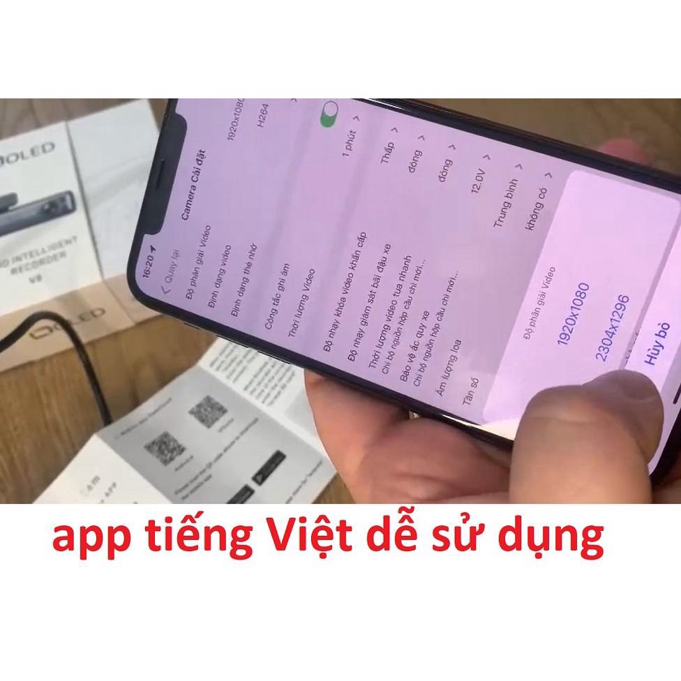Sale rẻ nhất Camera hành trình OLED V8pro wifi 2K  giám sát đỗ xe 24/7 góc rộng 170 độ app tiếng Việt - cháy hàng