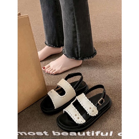Giày Sandal Đế Dày Tăng Chiều Cao Mùa Hè 2023 Phong Cách Retro Mới Cho Nữ