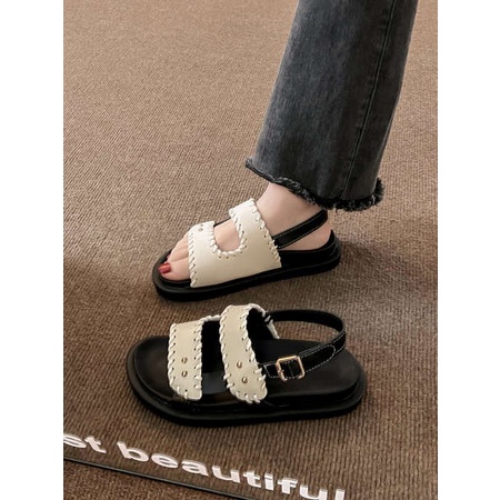 Giày Sandal Đế Dày Tăng Chiều Cao Mùa Hè 2023 Phong Cách Retro Mới Cho Nữ