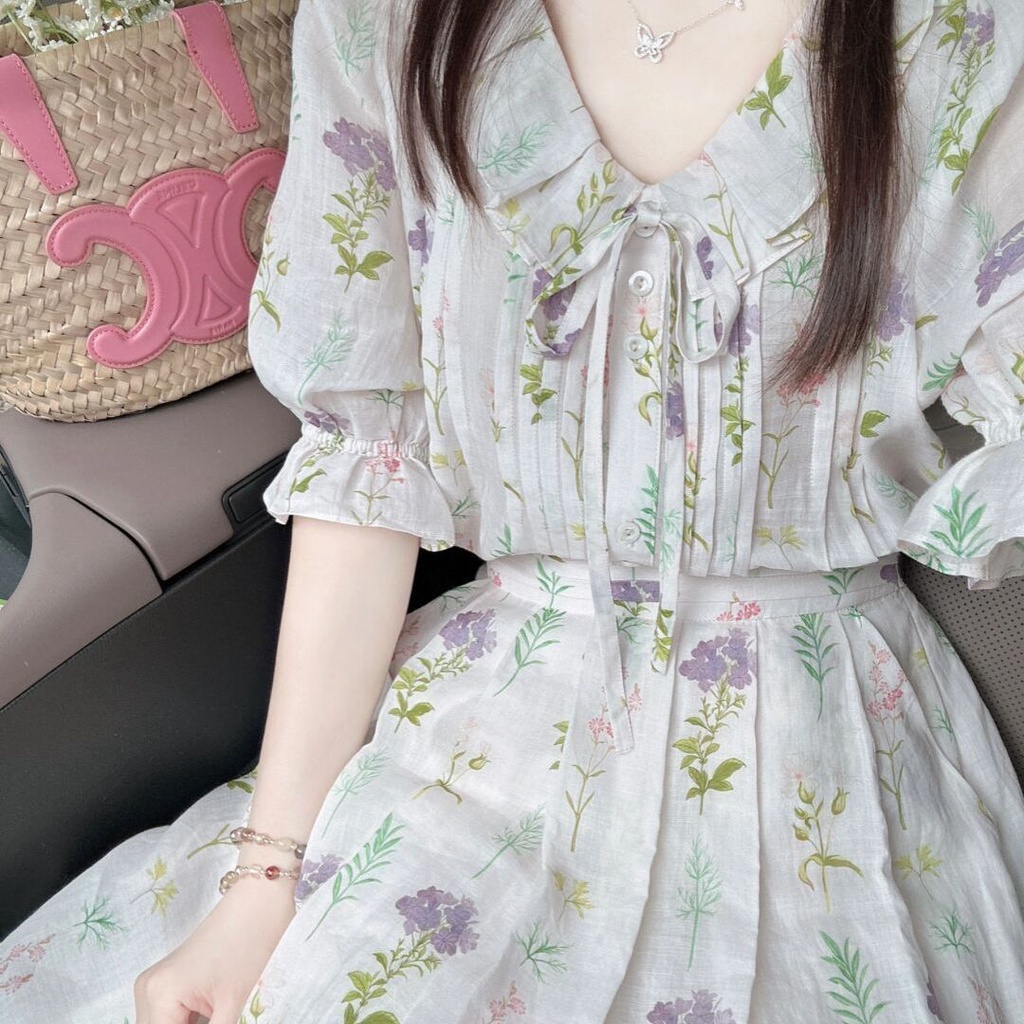 Set Áo Hoa + Chân Váy Thời Trang Nữ Tính