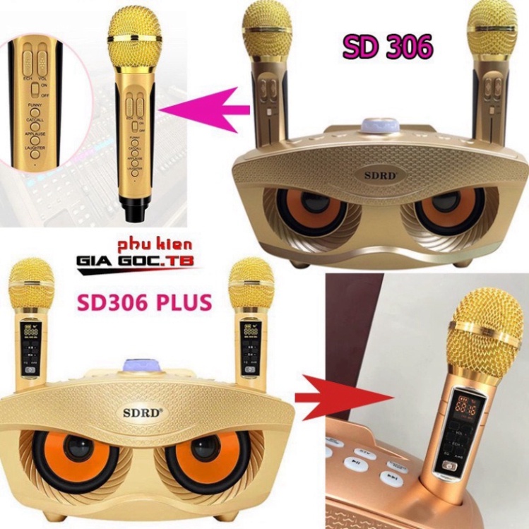 Loa karaoke bluetooth SD 306 Plus âm thanh chất lượng đỉnh cao,loa không dây kèm 2 micro hát song ca nhạc hay bass chuẩn