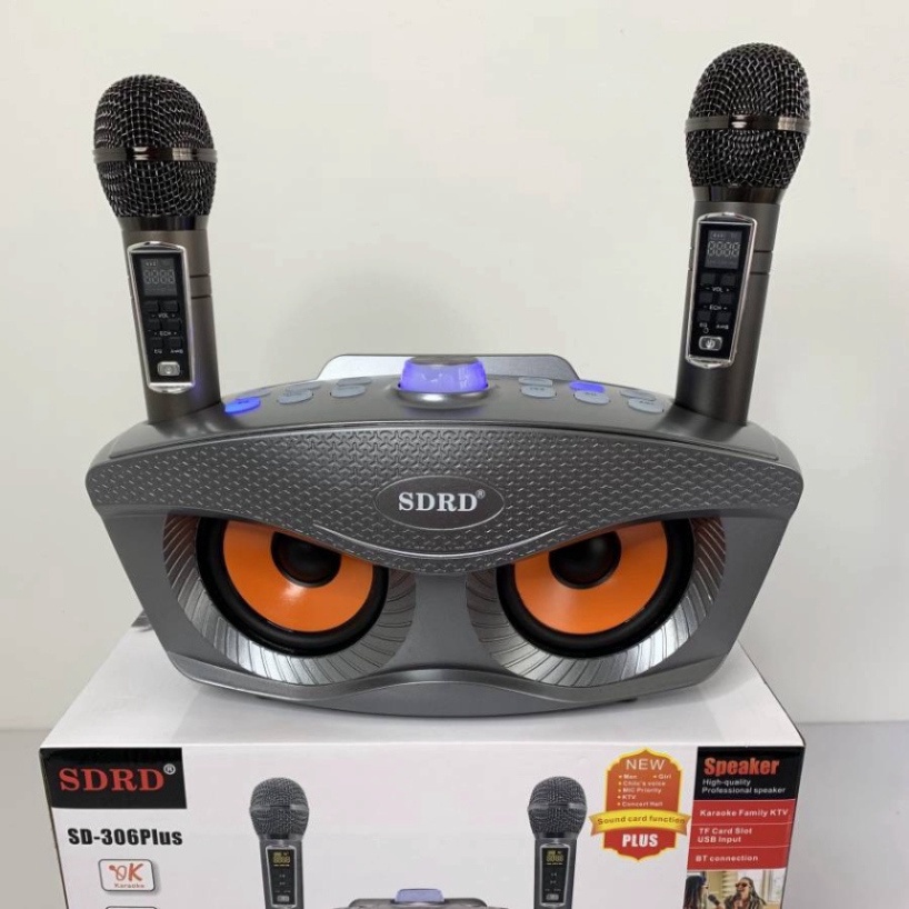 Loa karaoke bluetooth SD 306 Plus âm thanh chất lượng đỉnh cao,loa không dây kèm 2 micro hát song ca nhạc hay bass chuẩn