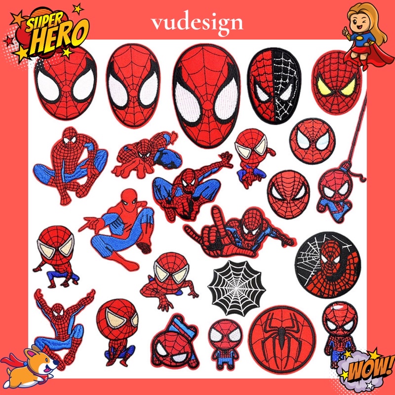 Sticker Dán Vải, Sticker Ủi Thêu Quần Áo, Balo, Túi, Mũ Hình Spiderman Người Nhện Vudesign