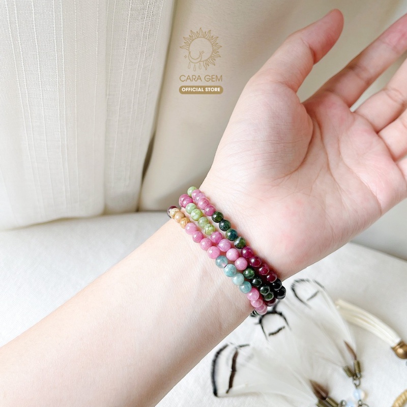 Vòng tay phong thủy chuỗi Tourmaline SP1580 hợp ngũ mệnh, giúp cân bằng năng lượng, mang lại may mắn Cara Gem CR27
