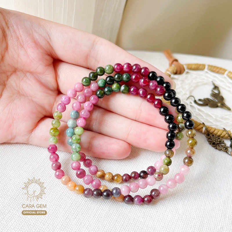 Vòng tay phong thủy chuỗi Tourmaline SP1580 hợp ngũ mệnh, giúp cân bằng năng lượng, mang lại may mắn Cara Gem CR27