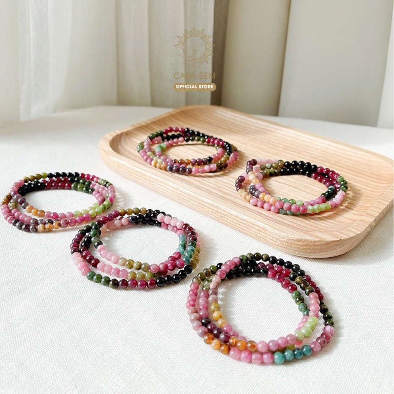 Vòng tay phong thủy chuỗi Tourmaline SP1580 hợp ngũ mệnh, giúp cân bằng năng lượng, mang lại may mắn Cara Gem CR27