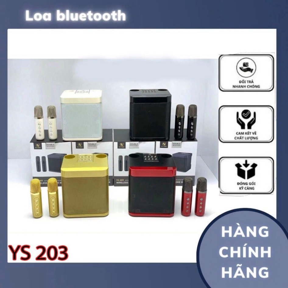 Loa karaoke bluetooth YS 203 kèm 2 micro không dây chất lượng,loa không dây mini âm thanh hay thiết kế nhỏ gọn tiện lợi