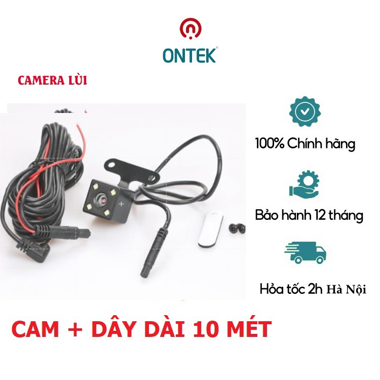 SALE rẻ Camera lùi ONTEKCO lắp cho camera hành trình, jack 2.5, 5 chân loại 4 led, dây tín hiệu dài 5,5m/ 10m