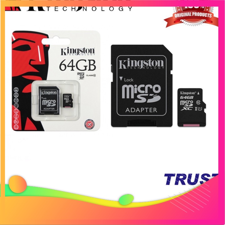 BÁN CHẠY NHẤT 64GB Kingston, Thẻ nhớ MicroSD Class 10 -64GB-Bảo Hành 5 Năm-Hàng Chính Hãng