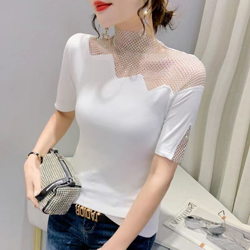 Áo Thun Ngắn Tay Đính Kim Cương Thời Trang Mùa Hè 20232 Sang Trọng