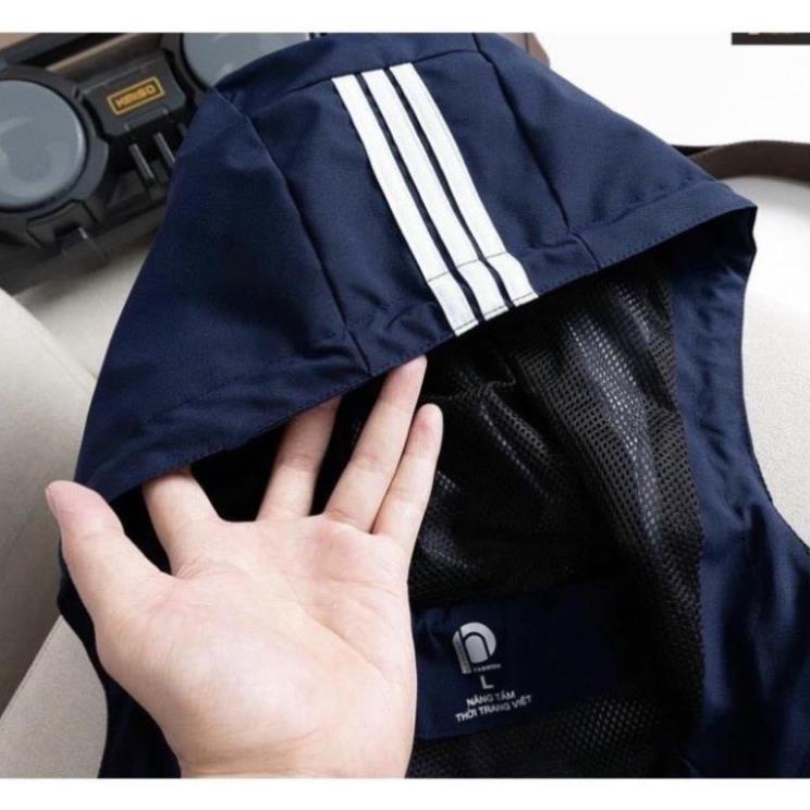 Áo Gió Nam, Áo Gió Thể Thao Vải Tráng Bạc 3 Sọc Chống Thấm Nước - Hinu Official