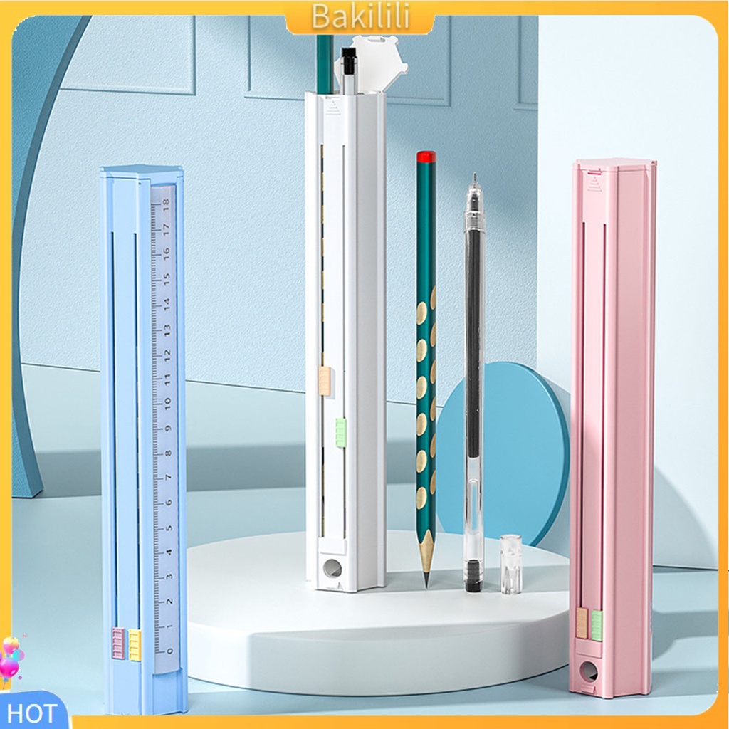 (Bakilili) 1 Bộ Hộp Đựng Bút 6 Bút Chì 1 Thước Tẩy 1 Thước Hình Lục Giác Đa Năng Cho Trẻ Em