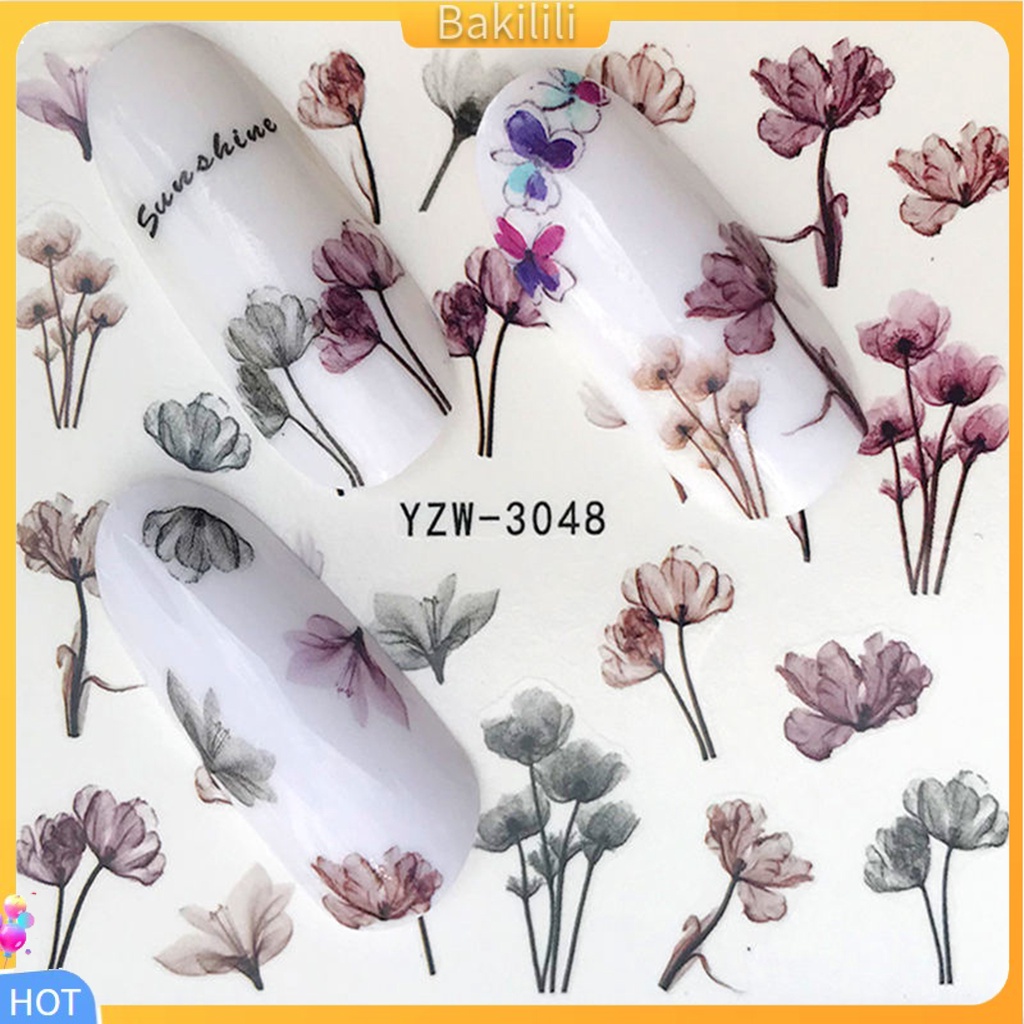 Sticker Dán Móng Tay Chuyển Nước Nhiều Kiểu Dáng Họa Tiết Hoa Tự Dính