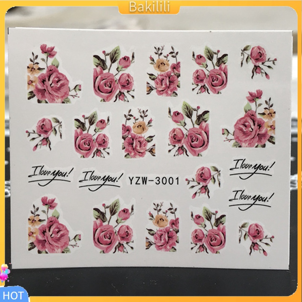 Sticker Dán Móng Tay Chuyển Nước Nhiều Kiểu Dáng Họa Tiết Hoa Tự Dính