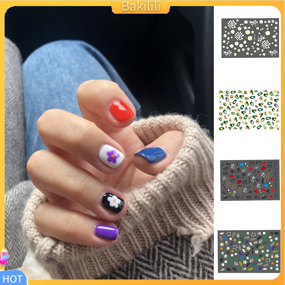 Miếng Dán Móng Tay Chống Thấm Nước Họa Tiết Trái Bơ / Cây Xương Rồng Xinh Xắn