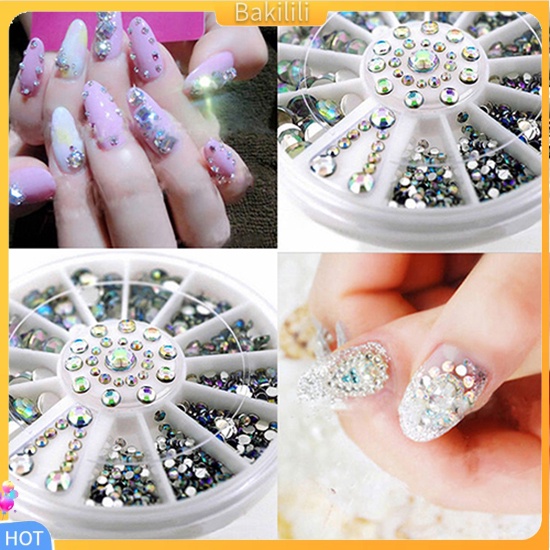 Bánh xe nhựa kèm đá acrylic trang trí móng tay sành điệu