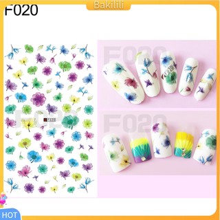 (Bakilili) Tờ sticker dán móng trang trí hình hoa bắt mắt