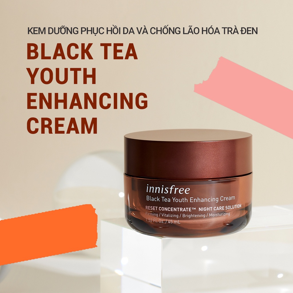 Bộ sản phẩm phục hồi da và chống lão hóa trà đen innisfree Black Tea Youth & Kombucha Mask Gift