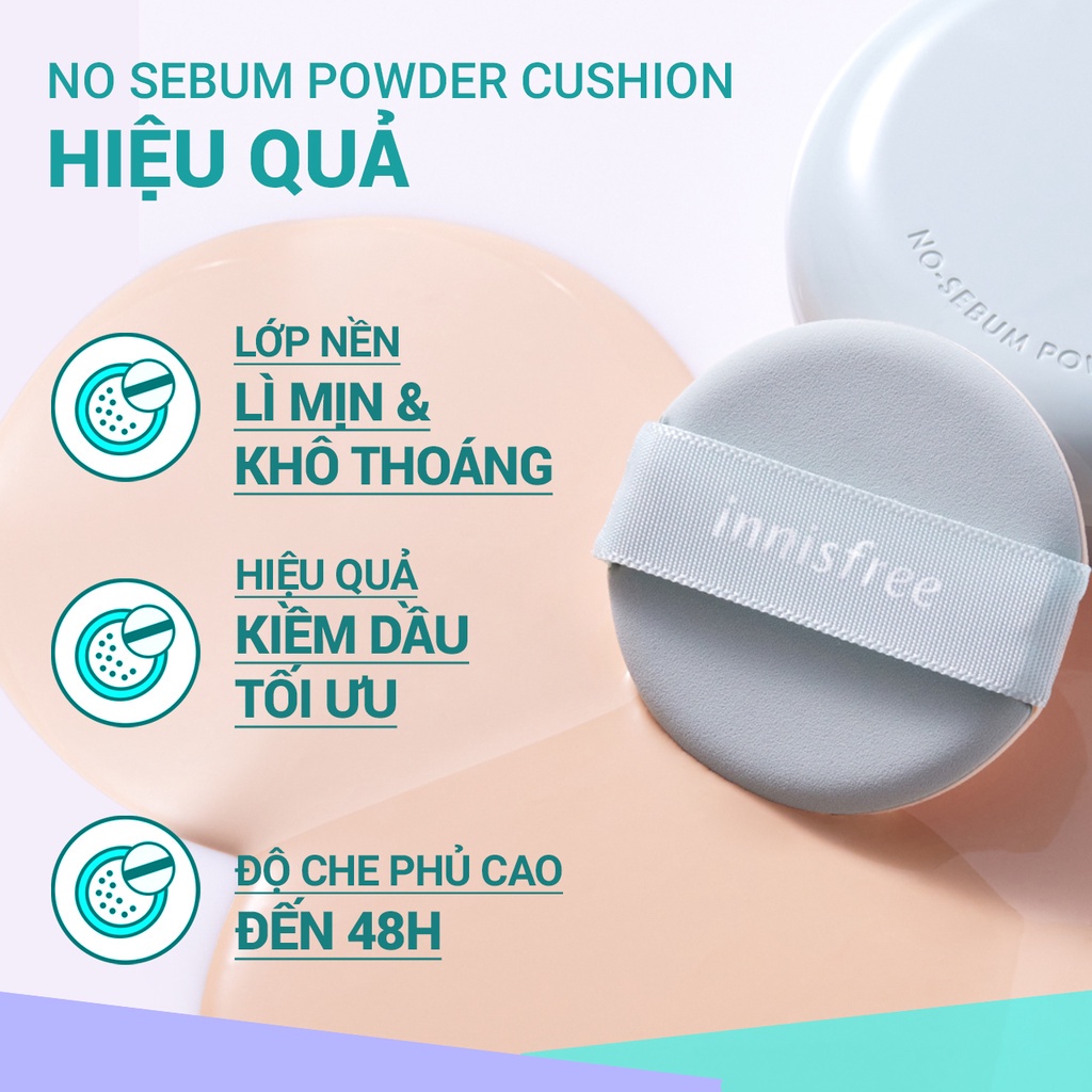 Lõi phấn nước kiềm dầu innisfree No Sebum Powder Cushion Refill 14g (New 2023)