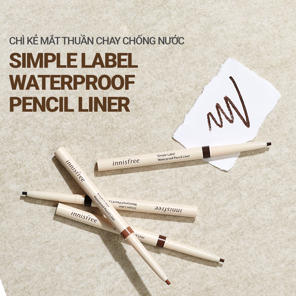 Chì kẻ mắt thuần chay chống nước innisfree Simple Label Waterproof Pencil Liner 0.1g