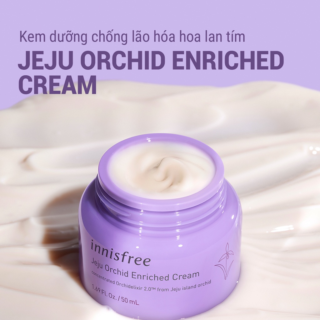 [Mã COSIF112 giảm 10% đơn 600K] Kem dưỡng ẩm ngăn ngừa lão hóa da innisfree Jeju Orchid Enriched Cream 50 mL