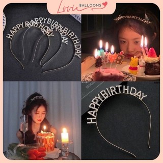 Bờm happy birthday, cài tóc đính đá trang trí sinh nhật, bờm tóc kim cương sang trọng