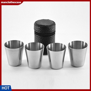 (manclothescase) Bộ 4 ly uống rượu mini bằng inox thể tích 30ml tiện dụng khi đi du lịch