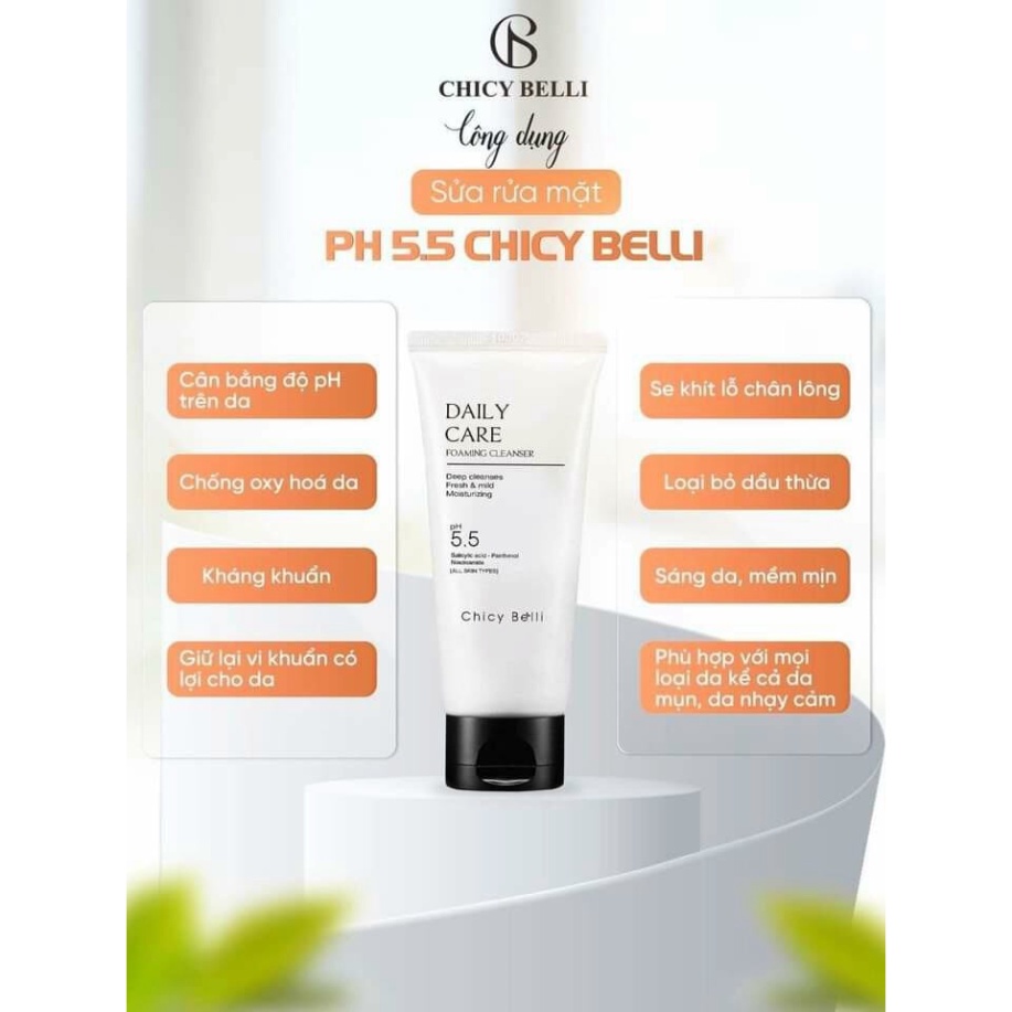 Sữa rửa mặt dưỡng ẩm da CHICY BELLI DAILY CAREN PH5.5 dưỡng ẩm, dưỡng trắng mờ nám, tàn nhang 100ML | BigBuy360 - bigbuy360.vn
