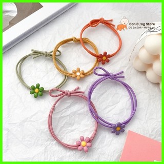 Dây buộc tóc trang trí hoa cúc xinh xắn nhiều màu, set 5 cột tóc nữ