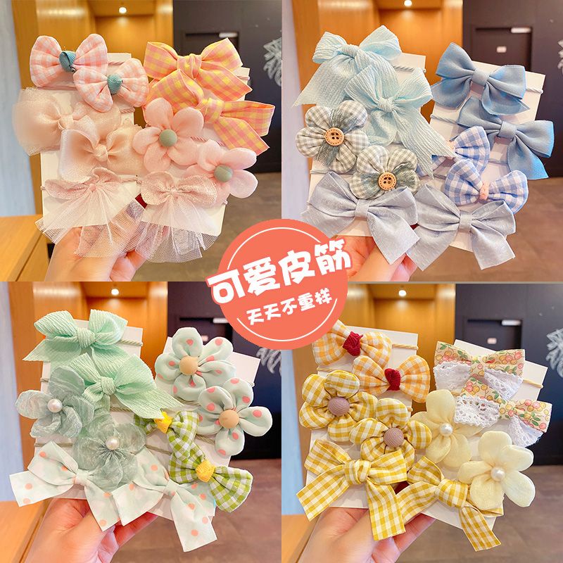 Dây Buộc Tóc Cao Su Đính Nơ Vải / Hoa Hoạt Hình Dễ Thương Cho Bé Gái