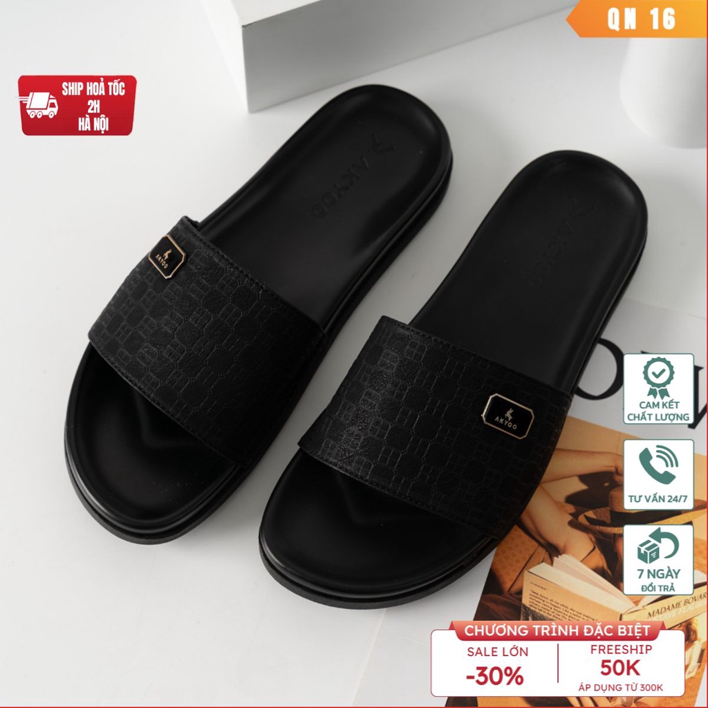 Dép Da Nam Quai Ngang Bigsize 44 - 49.Đế Cao Su Chống Trơn Trượt Đẹp Mang Êm Chân Cho Bàn Chân Cỡ Bự -QL16