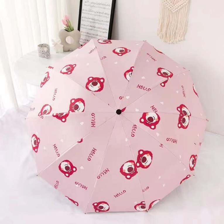 Ô Dù Gấp Che Mưa Nắng Hình Gấu Dâu  - Freeship