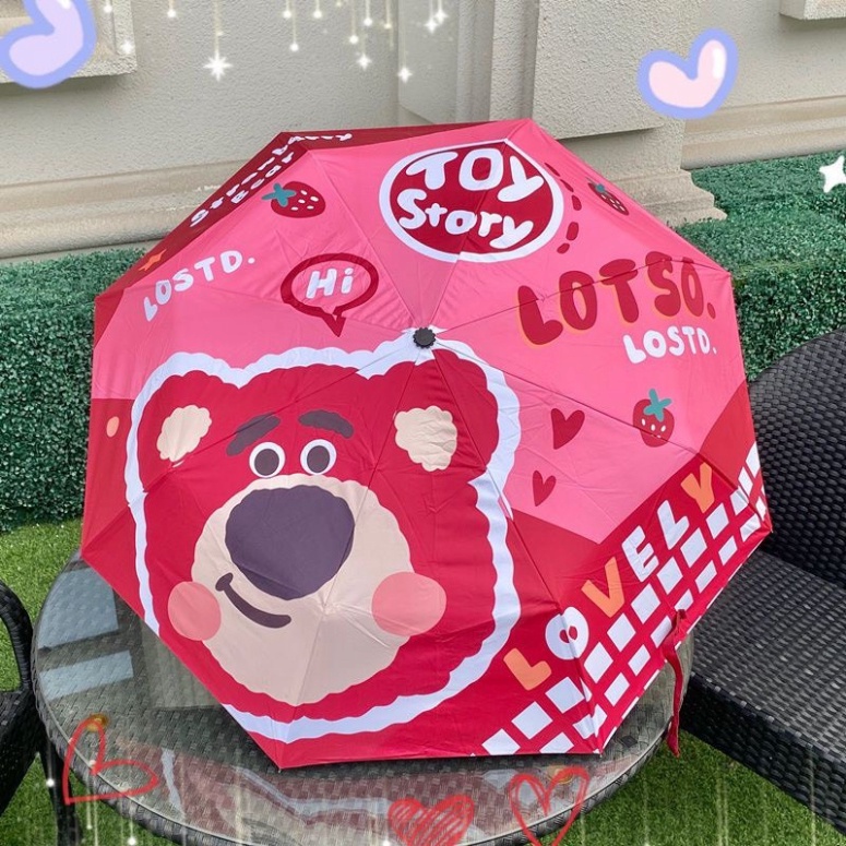 Ô Dù Gấp Che Mưa Nắng Hình Gấu Dâu  - Freeship