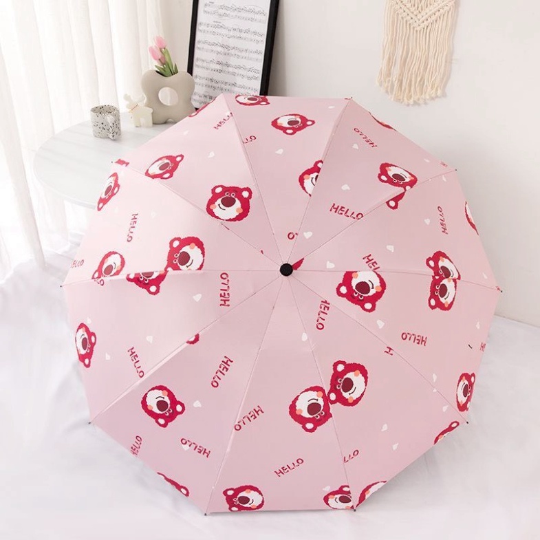 Ô Dù Gấp Che Mưa Nắng Hình Gấu Dâu  - Freeship