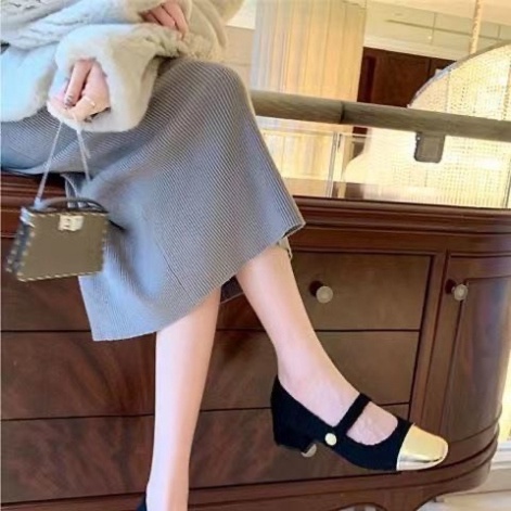 Giày búp bê mary jane mũi vuông quai ngang, cao got phong cách hàn quốc