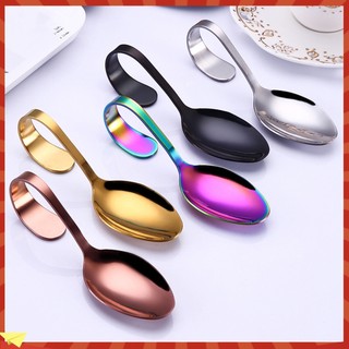 (plymoujdds) Stainless Steel Hotel Buffet Kitchen Curved Handle Dessert Soup Spoon Cutlery