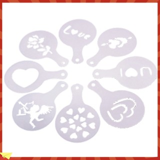 (plymoujdds) Bộ 8 Khuôn Rắc Bột Trang Trí Cà Phê