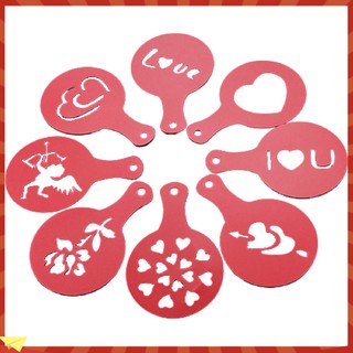 (plymoujdds) Bộ 8 Khuôn Rắc Bột Trang Trí Cà Phê