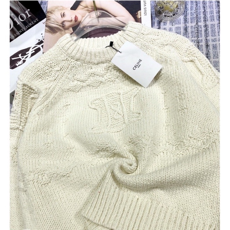 Áo len Céeelinee màu trắng kem hàng cao cấp